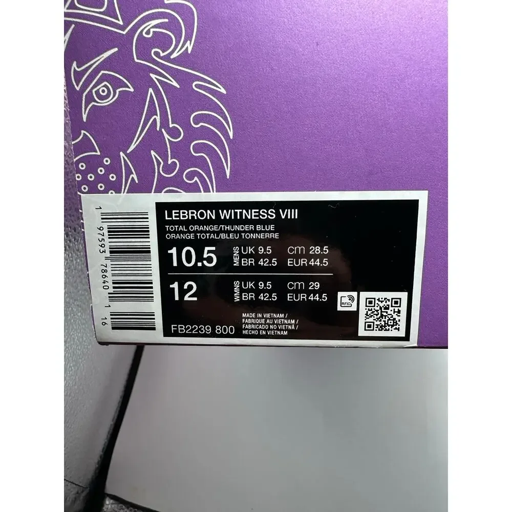 Nike LeBron Witness 8 “Total Orange Laser Fuchsia” size 10.5 men’s - Picture 8 of 8